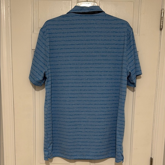 Nike Men's Blue Striped Dri-fit Golf Shirt - Picture 3 of 5